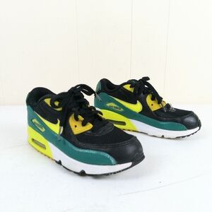 Nike Air Max 90 Kids' Black, Green, and Yellow Sneakers Size 1.5 Youth Lace Up